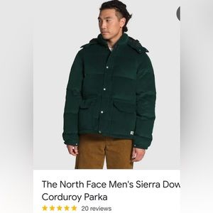 The North Face Sierra Down Corduroy Parka Scarab Green | Mens Insulated & Down